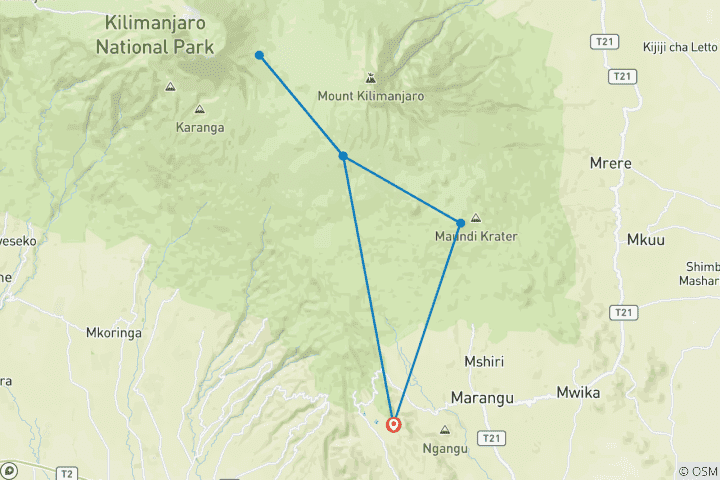 Carte du circuit Mt Kilimandjaro