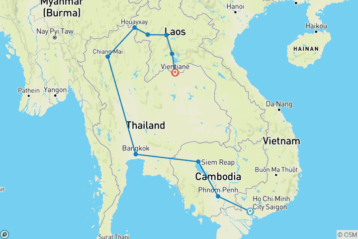 Map of Cambodia to Laos