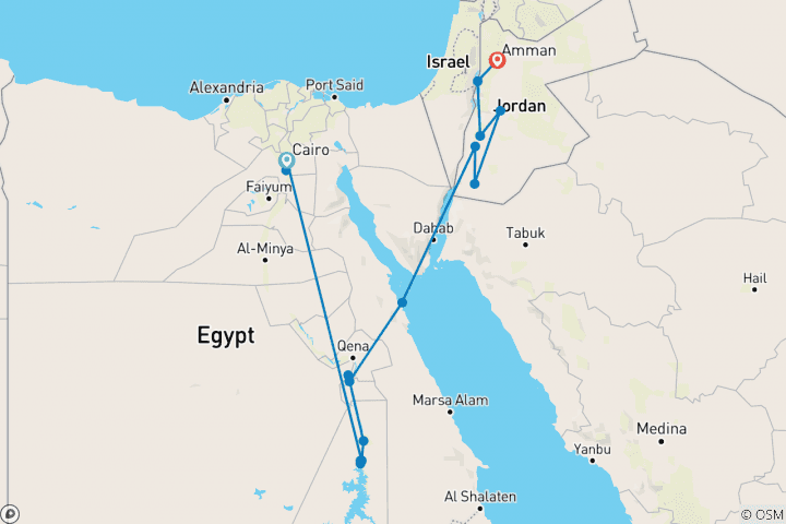 Kaart van Feestelijke reis naar Jordanië - 16 dagen