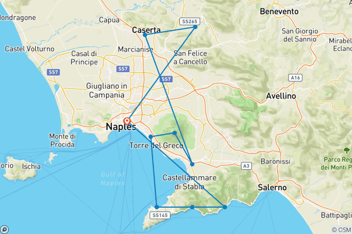 Carte du circuit Expérience viticole en Campanie