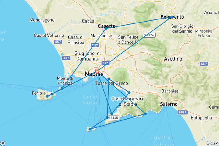 Carte du circuit Expérience viticole en Campanie