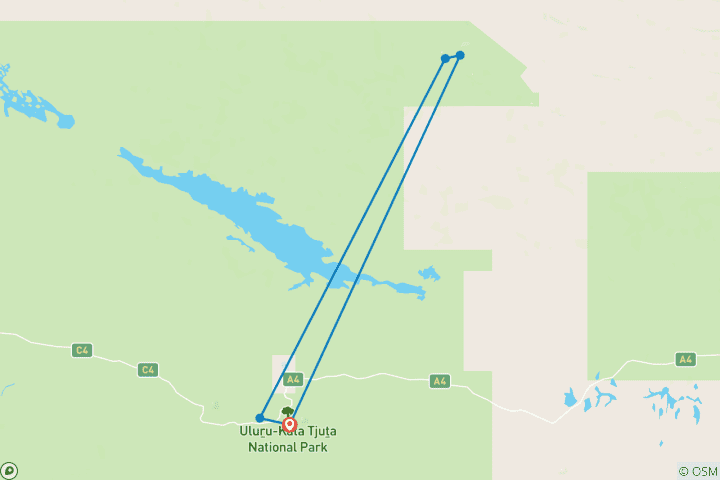 Map of Red Centre Highlights (Short Breaks, 4 Days)