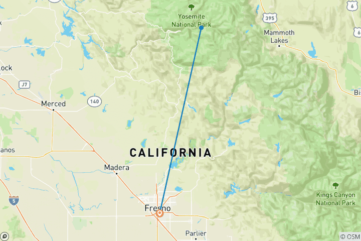 Mapa de Sendero de John Muir: Del Lago Florence a Yosemite