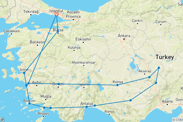 Karte von Trauhafte Ägäis (19 Destinationen)