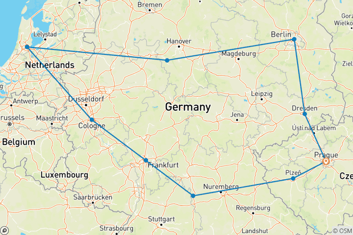 Mapa de Praga y Alemania