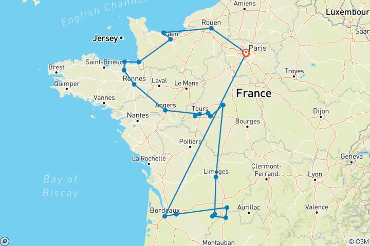 Map of French Ring (22 destinations)