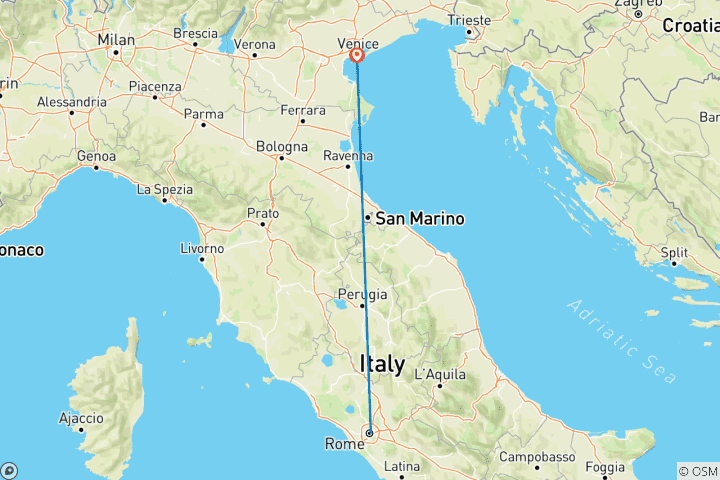 Mapa de Lo mejor de Italia en 7 días - Roma Florencia Venecia