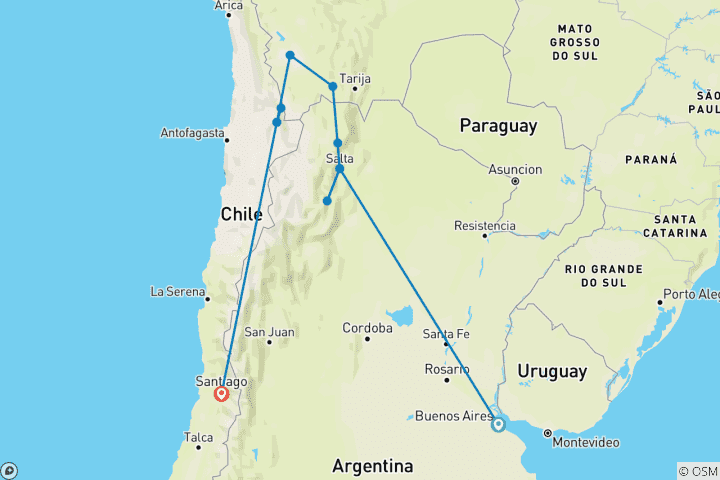 Map of Best of Argentina, Bolivia and Chile