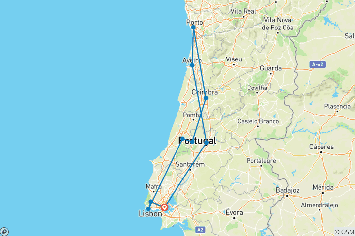 Map of Classical Portugal Self Drive