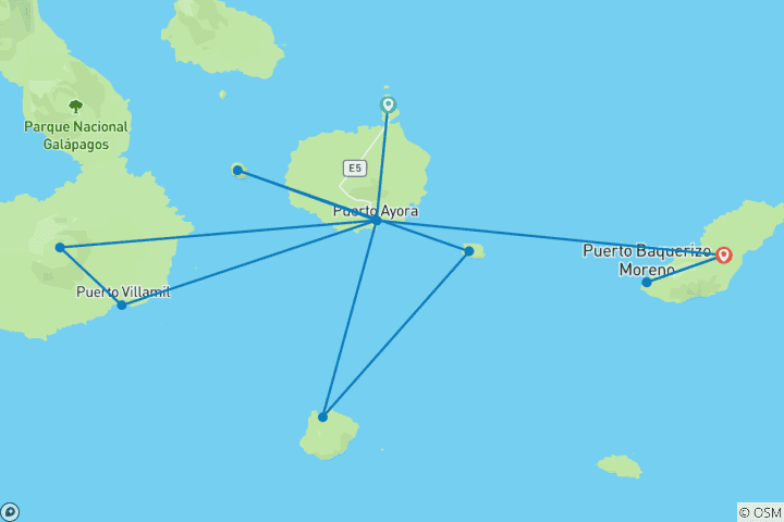 Kaart van Verkenningsreis op de Galapagos - Santa Cruz, Isabela & San Cristobal - 12 dagen