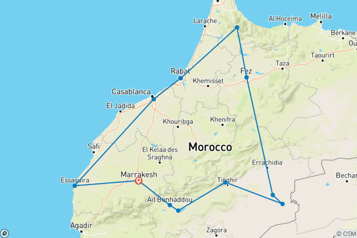 Karte von Das Beste von Marokko: Eine mühelose, unvergessliche Entdeckungsreise