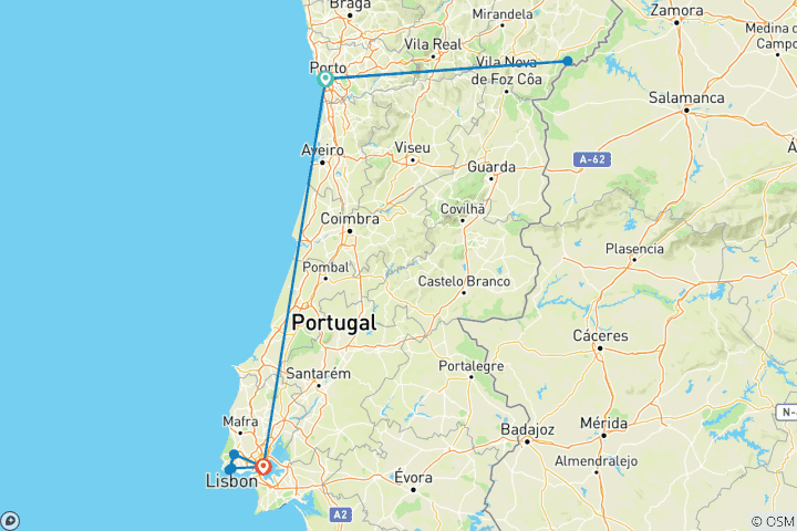 Carte du circuit Les points forts du Portugal - 2024