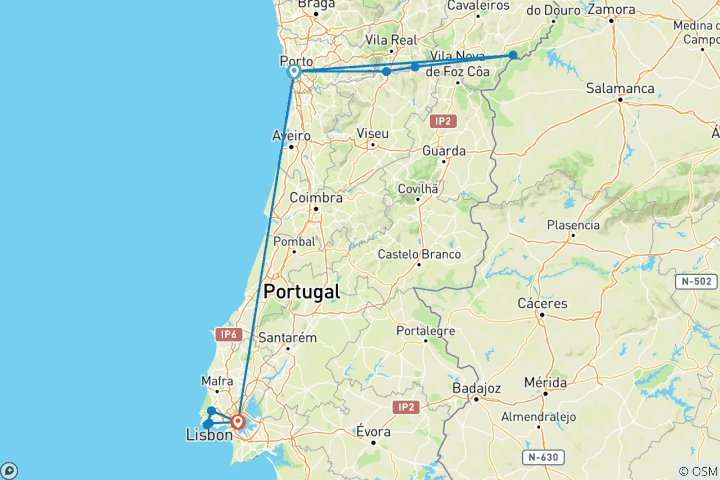 Carte du circuit Les points forts du Portugal