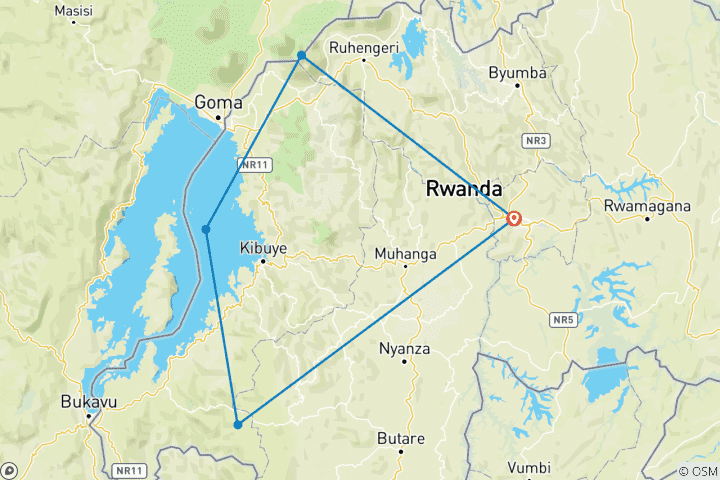 Map of 7 DAYS BEST OF RWANDA