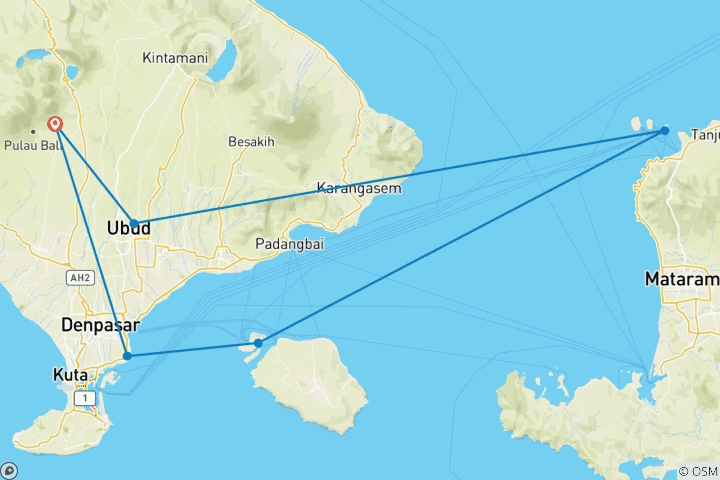 Map of Island Hopping from Bali - Experience Stays Collection