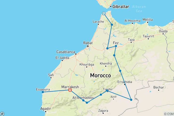 Karte von Von Tanger nach Marrakech 10 Tage