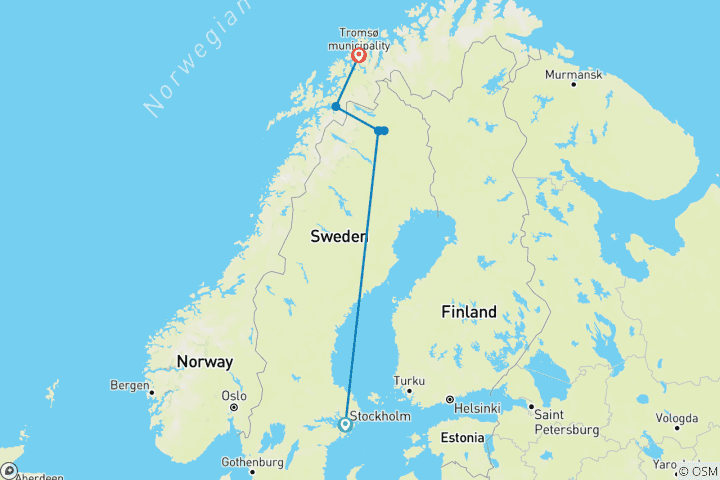 Map of Sweden & Norway: Arctic Dreams at the Arctic Circle