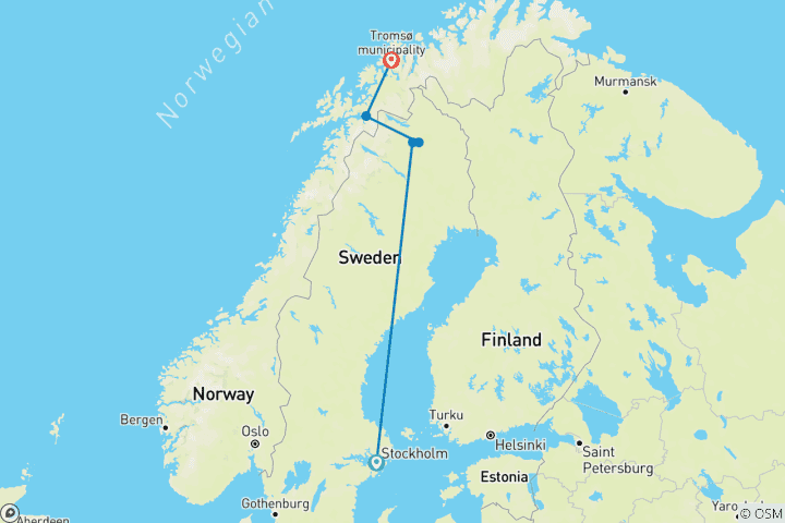 Karte von Schweden & Norwegen: Arktische Träume am Polarkreis