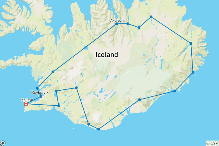 Karte von Island Roadtrip: Naturgewalten der Ringstraße (18 Destinationen)