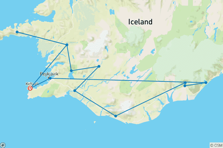 Karte von Winterabenteuer Island: Roadtrip unter dem Polarlicht