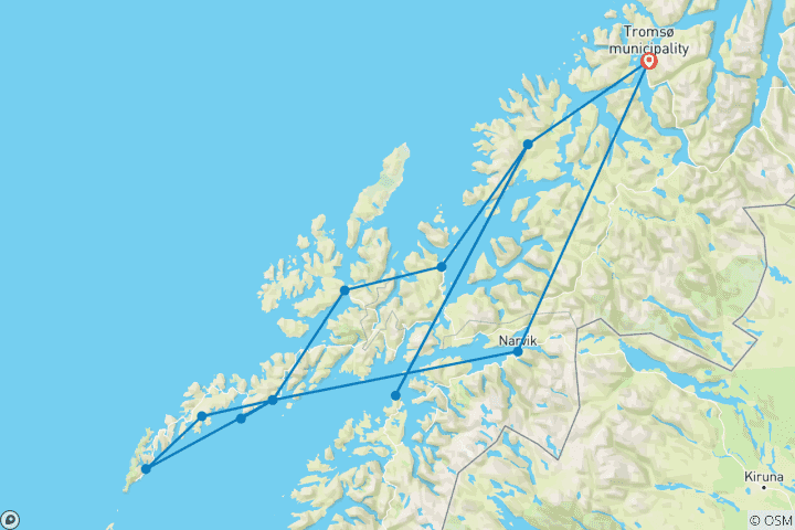 Karte von Nordic Intense: Lofoten, Vesterålen & Inselwunder Senja