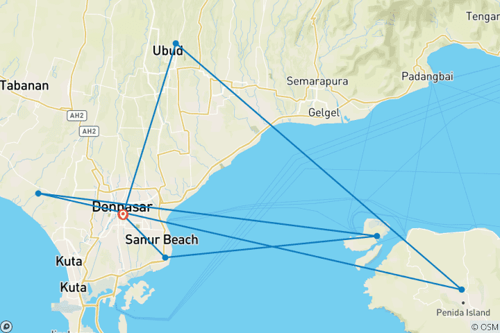 Karte von Bali Inselhüpfen: Abenteuer zwischen Strand & Dschungel