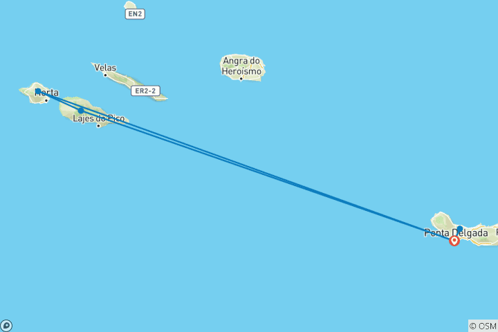 Karte von Azoren Signature: Inselhopping zwischen grünen Vulkangewalten