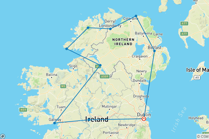 Map of Road Trip in Northern Ireland: Between Cliffs & Wild Nature