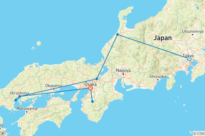 Carte du circuit Japan Railroad Adventure : des néons au chant des moines