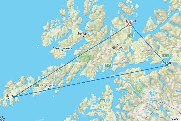 Karte von Winterabenteuer Lofoten: Zu Nordlichtzauber & Stelzenhäusern