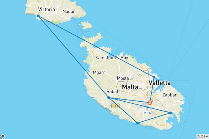 Map of Island Hopping in Malta & Gozo: Road Trip to the Lagoon