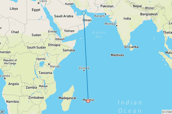 Kaart van Dubai & Mauritius: Skyline ontmoet natuuravontuur
