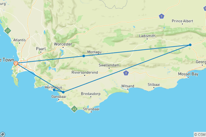 Map of South Africa Adventure: Glamping Road Trip to Garden Route