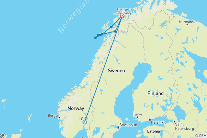 Map of Hei Norge: Oslo Adventure & Lofoten Road Trip