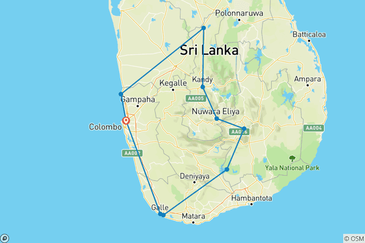 Map of Sri Lanka Bucketlist: Temple, Tea & Highland Highs (10 destinations)