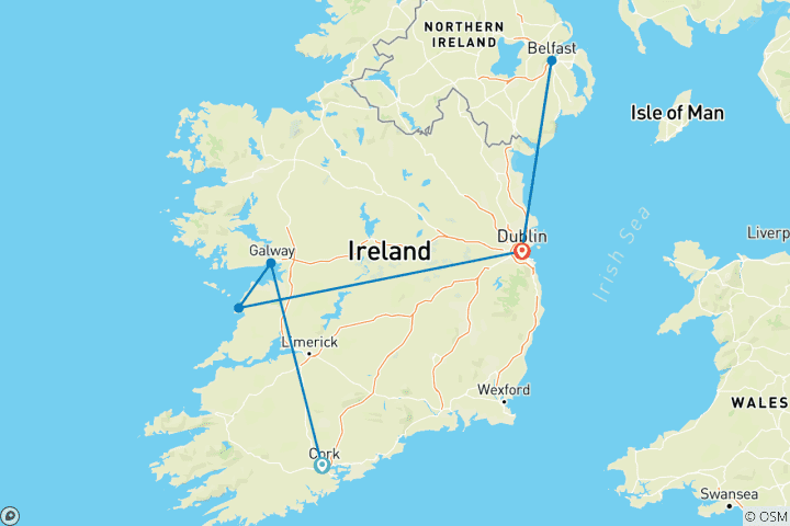 Karte von Abenteuer Irland: Cityhopping an wilden Küsten