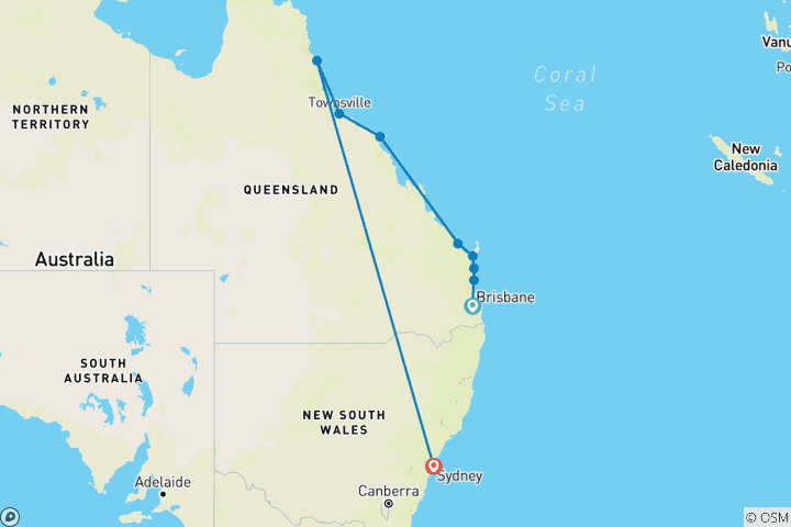 Map of Australian Vanlife: East Coast & Sunkissed Wonders (9 destinations)