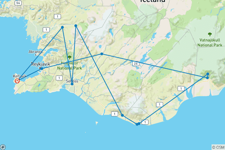 Carte du circuit Hidden Iceland : road trip dans les îles de Vestmannaeyjar