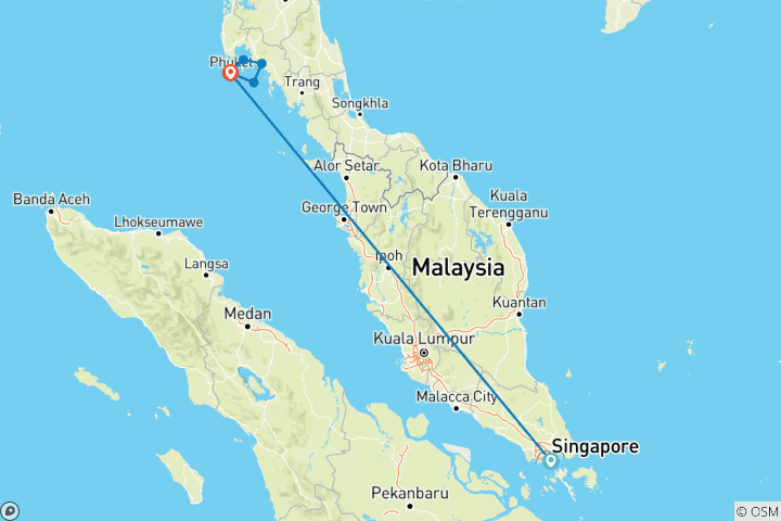 Carte du circuit Singapour et Thaïlande : de l'aventure urbaine au shopping sur les îles