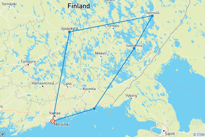 Map of Finland Road Trip: Lakeland Wonders & Nordic Delights