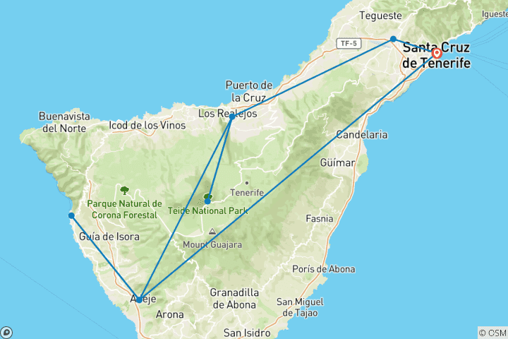 Map of Tenerife Signature: Road Trip to Volcanic Fire & the Sound of Waves