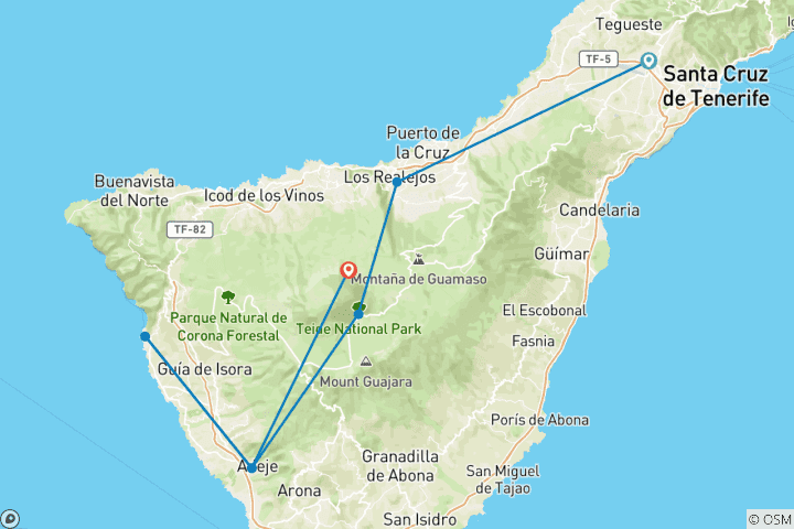 Map of Tenerife Signature: Road Trip to Volcanic Fire & the Sound of Waves