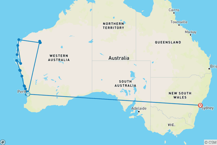 Kaart van Australië Vanlife: Westkustwonderen & Outback Vibes!