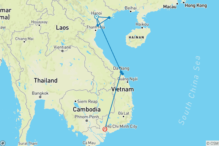 Kaart van Vietnam Bucketlist: Halong Bay, Lantaarnstad & Mekong Delta (8 bestemmingen)