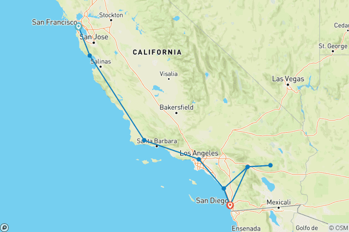 Map of California Bucketlist: Beach Lovers & Road Trip Summers (11 destinations)