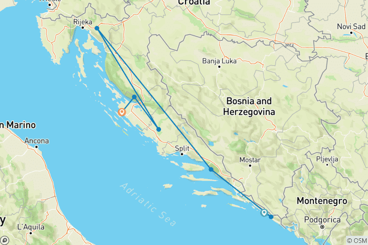 Carte du circuit Croatie - Îles et montagnes