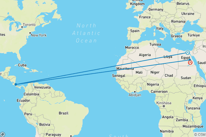 Map of 8 Days pyramids and Dahabiya Nile Cruise