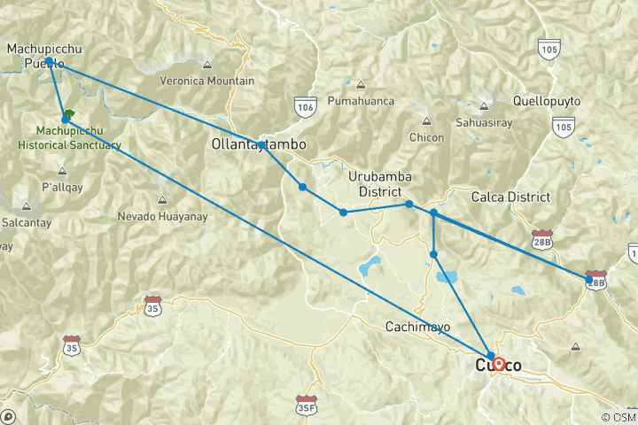 Map of Private Immersive Cultural Tour of Machu Picchu Cusco Peru