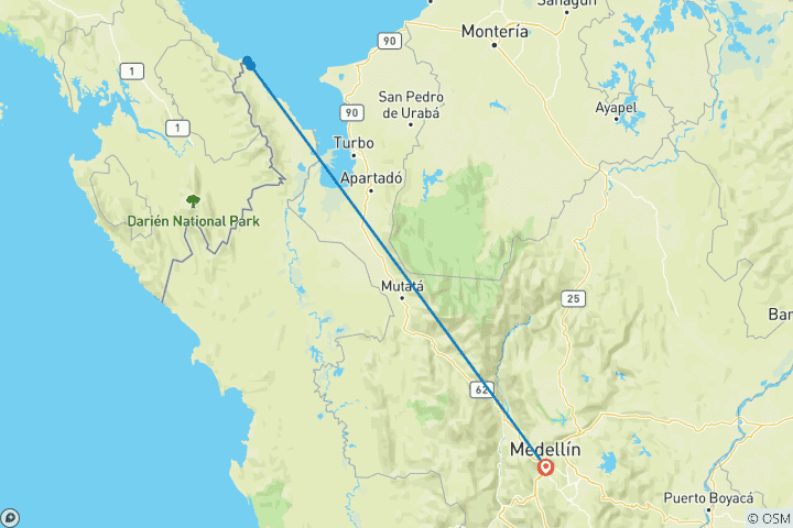 Mapa de Circuito privado todo incluido al paraíso de la Selva de Capurganá