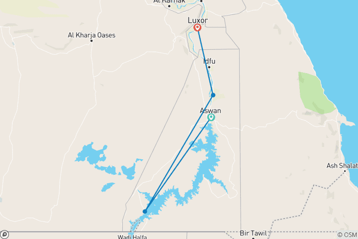 Karte von Unvergessliche 3-Nächte-Nilkreuzfahrt: Assuan nach Luxor & Antike Wunder